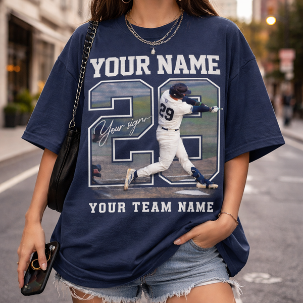Custom Sports Photo Shirt, Personalized Player Name Number Tee, Youth Athlete Apparel, Picture Design