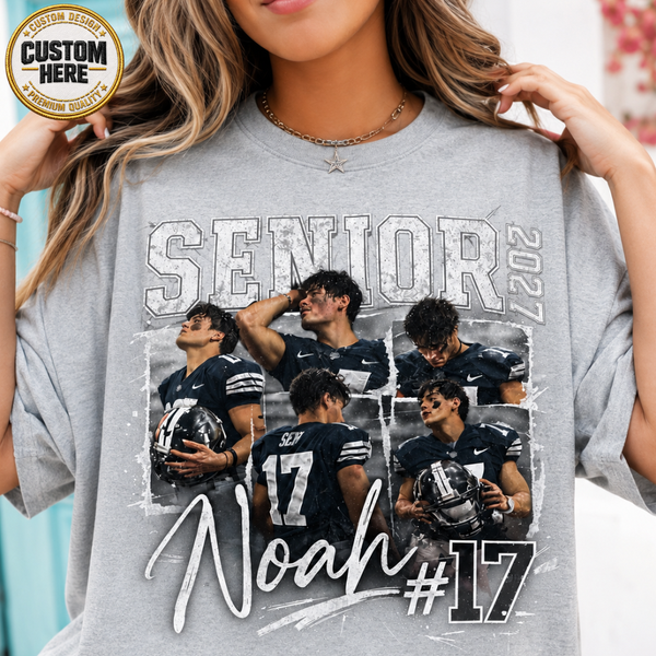 Custom 90s Bootleg Senior Football Mom Shirt, Retro Player Photo Tee