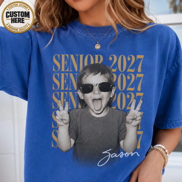 Personalized Senior Photo Shirt 2027, Vintage Graduate Picture Tee