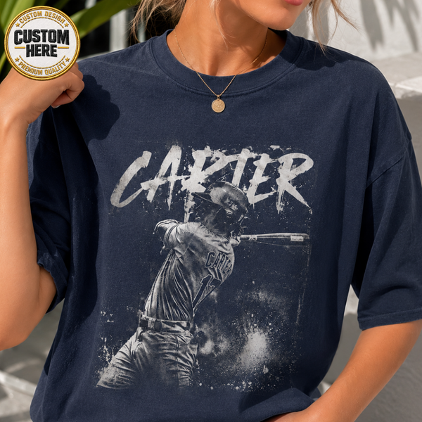 Personalized Baseball Player Shirt, Custom Name & Team Tee, Retro 90s Bootleg Style