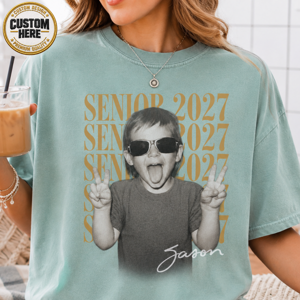 Personalized Senior Photo Shirt 2027, Vintage Graduate Picture Tee