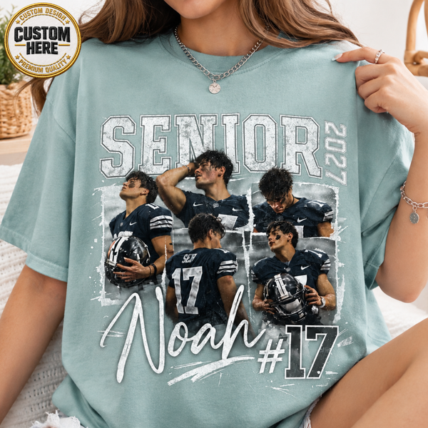 Custom 90s Bootleg Senior Football Mom Shirt, Retro Player Photo Tee