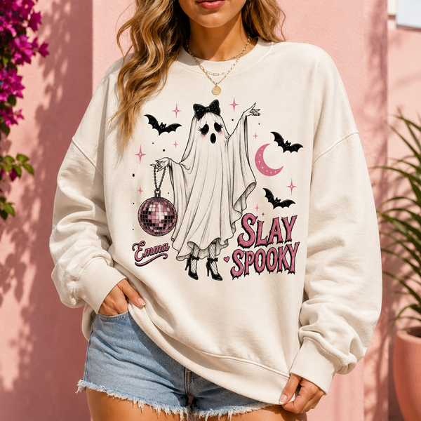 Personalized Halloween Ghost Shirt, Custom Name Pink Ghost Tee, Cute Goth Style
