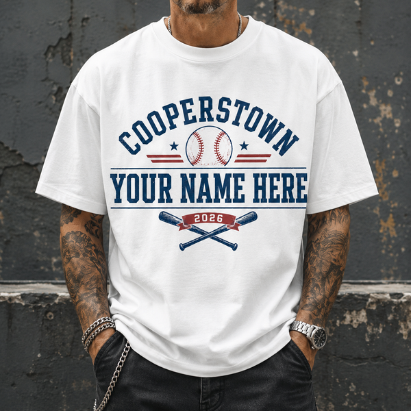 Personalized Baseball Shirt, Custom Cooperstown Team Tee, Retro Tournament Style 2026