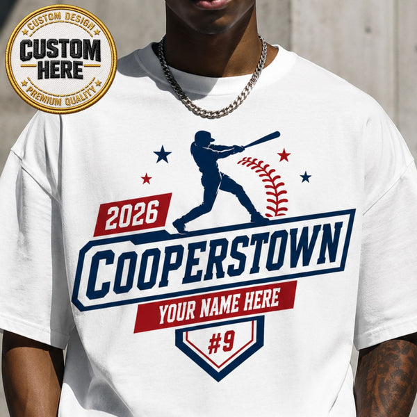 Custom Baseball Shirt, Personalized Team Tee, Player Name Design, Cooperstown Apparel, Youth Fan Top