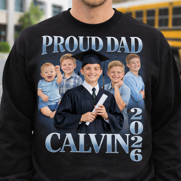 Personalized Bootleg Graduation Shirt 2026, Retro Rap Style Custom Photo Tee, Proud Family Graduation Gift
