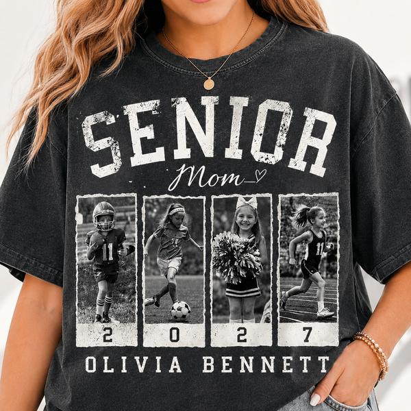 Personalized 2027 Senior Bootleg Football Shirt, Custom Football Mom Tee With Name & Number