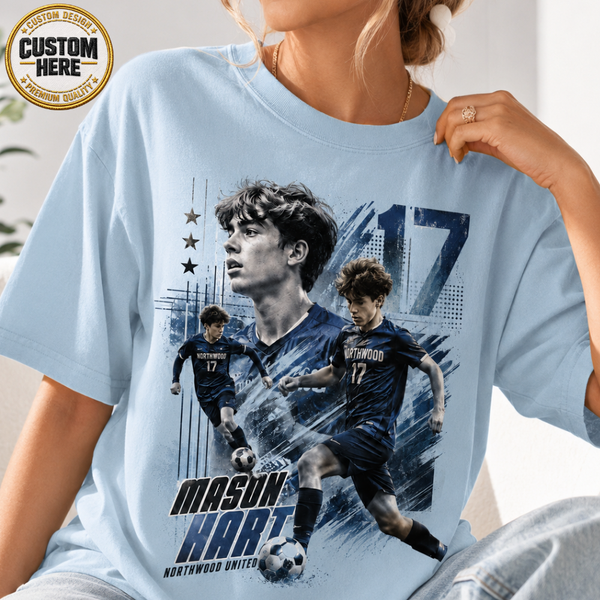 Custom Soccer Dad Shirt, Personalized Player Graphic Tee With Name & Number