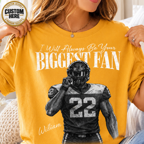 Custom Photo Football Player Shirt, Retro Bootleg Style, I'll Always Be Your Biggest Fan Tee