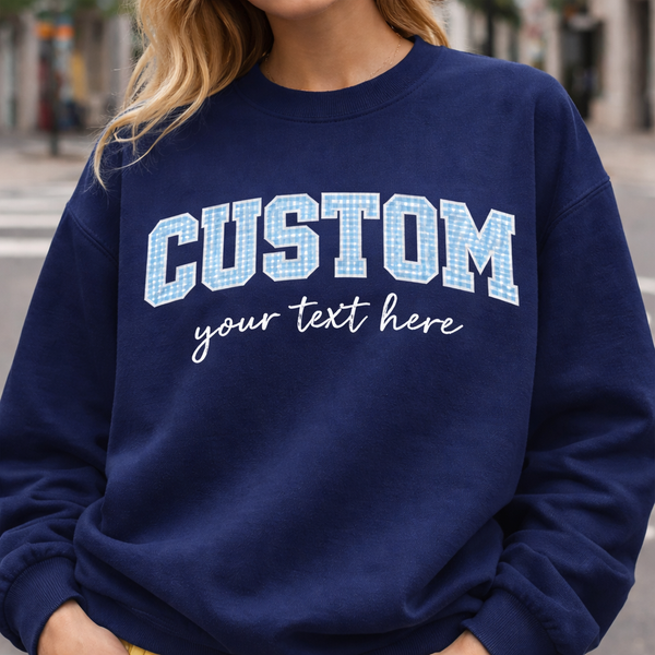Custom Varsity Letter Shirt, Personalized College Crewneck, Custom Name University Pullover