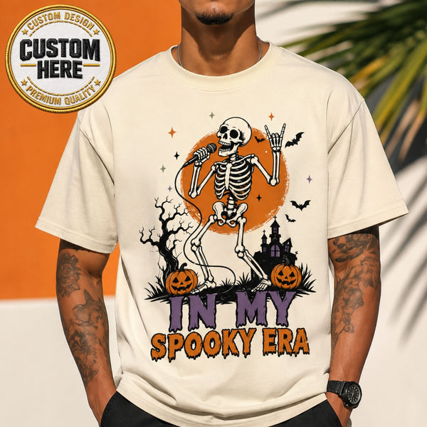 Men's Halloween Skeleton Shirt, In My Spooky Era Tee, Funny Singer Skeleton Graphic