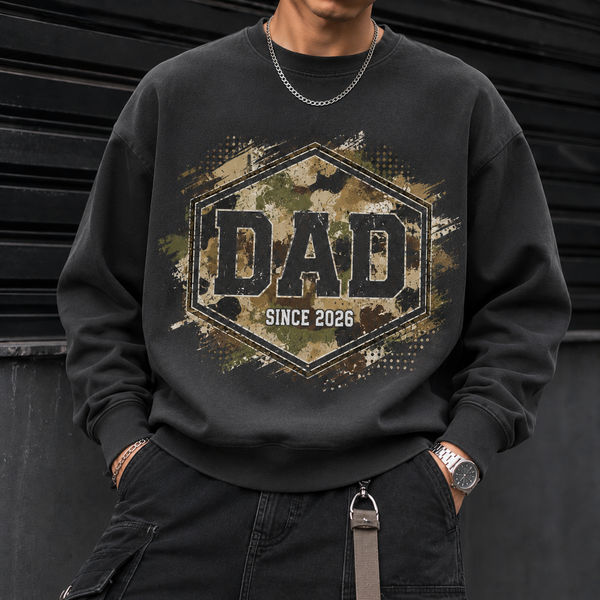 Retro Camo Dad Shirt, Personalized Father’s Day Tee, Classic Varsity Dad Gift