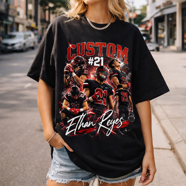 Custom Football Shirt, Personalized Family Player Photo Tee With Name & Number
