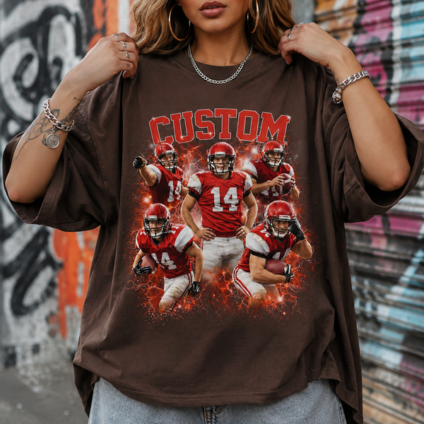 Custom Football Family Shirt, Personalized Player Photo Tee With Name & Number