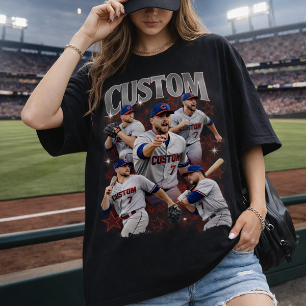 Custom Baseball Player Shirt, Personalized Name Tee, Retro Bootleg Style