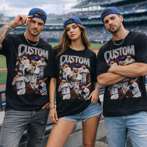 Custom Baseball Player Shirt, Personalized Name Tee, Retro Bootleg Style