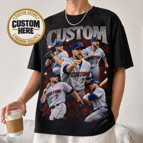 Custom Baseball Player Shirt, Personalized Name Tee, Retro Bootleg Style