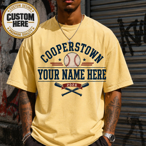 Personalized Baseball Shirt, Custom Cooperstown Team Tee, Retro Tournament Style 2026