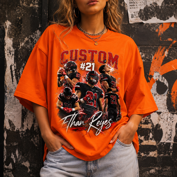 Custom Football Shirt, Personalized Family Player Photo Tee With Name & Number