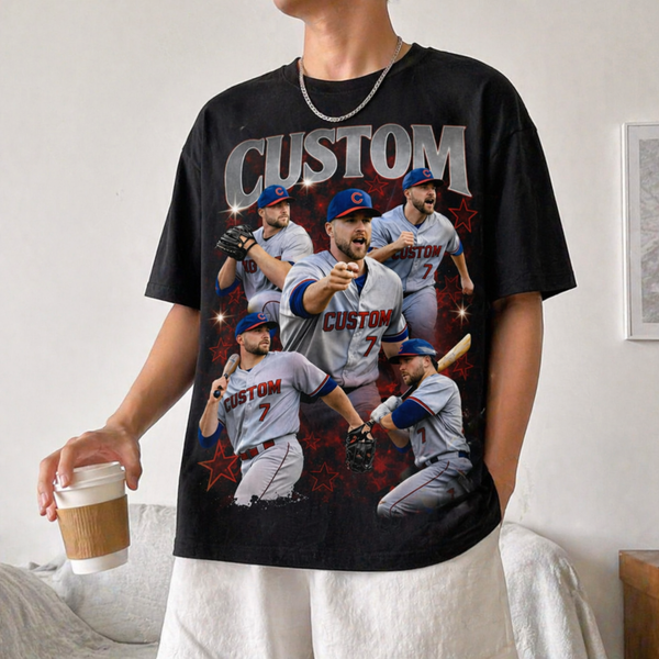 Custom Baseball Player Shirt, Personalized Name Tee, Retro Bootleg Style