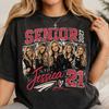 Custom 2027 Senior Football Mom Bootleg Shirt, Player Photo Tee With Name & Jersey Number