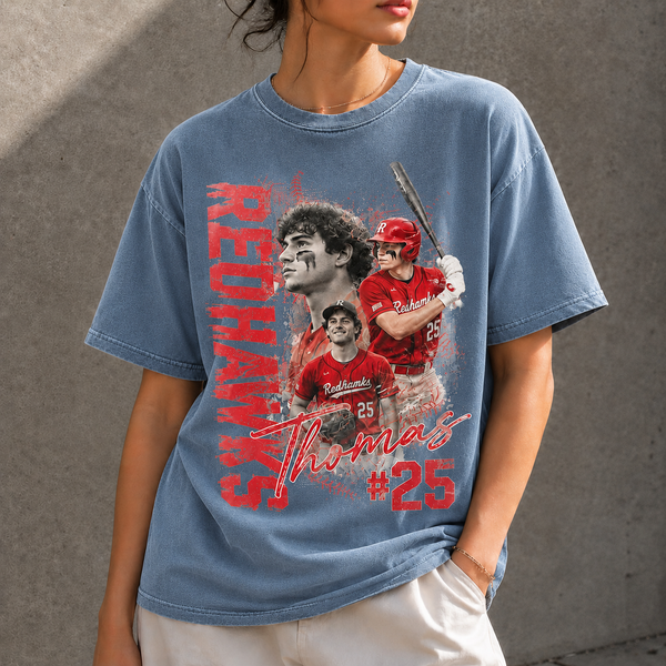 Custom Baseball Player Shirt, Personalized Team Name & Number Tee, Bootleg Style