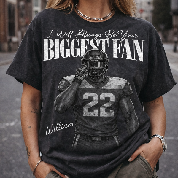 Custom Photo Football Player Shirt, Retro Bootleg Style, I'll Always Be Your Biggest Fan Tee