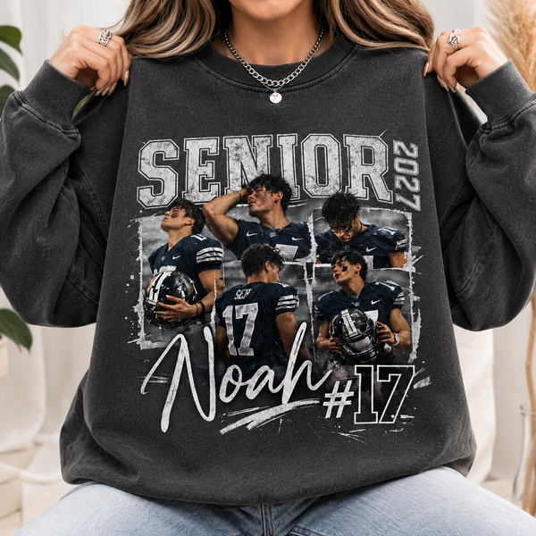 Custom 90s Bootleg Senior Football Mom Shirt, Retro Player Photo Tee