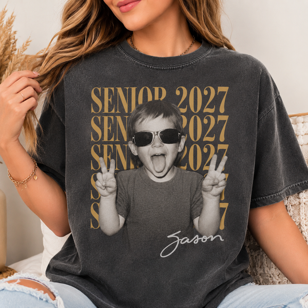 Personalized Senior Photo Shirt 2027, Vintage Graduate Picture Tee