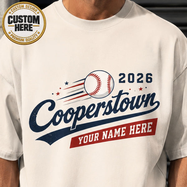 Custom Cooperstown Baseball Shirt, Personalized Team Name Tee, Retro Tournament Style 2026