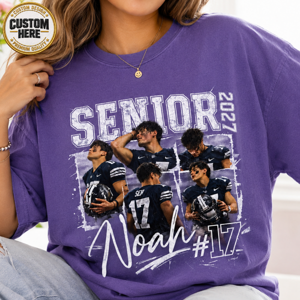 Custom 90s Bootleg Senior Football Mom Shirt, Retro Player Photo Tee
