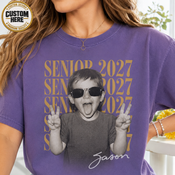 Personalized Senior Photo Shirt 2027, Vintage Graduate Picture Tee