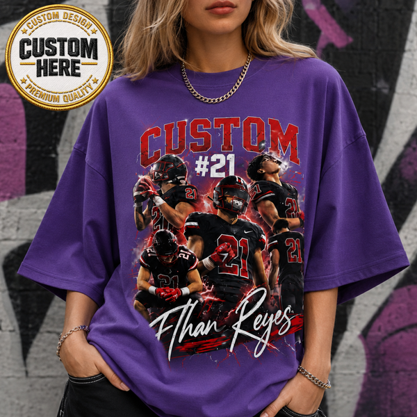 Custom Football Shirt, Personalized Family Player Photo Tee With Name & Number