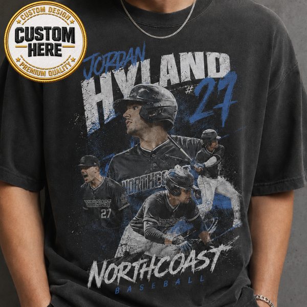 Custom Baseball Bootleg Shirt, Personalized Player Graphic Tee With Name & Number