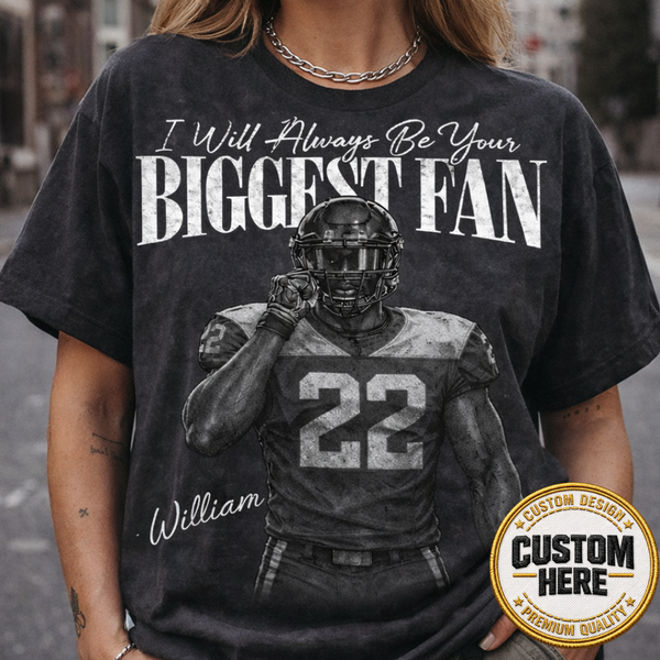 Custom Photo Football Player Shirt, Retro Bootleg Style, I'll Always Be Your Biggest Fan Tee