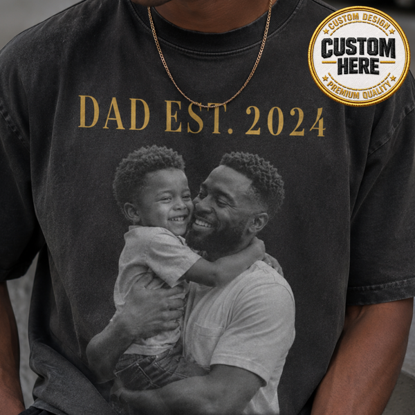 Personalized Dad Photo Shirt, Custom Father Portrait Graphic Tee, Trendy Father’s Day Gift