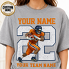 Custom Sport Photo Shirt, Personalized Player Name & Number Tee, Baseball Football Volleyball