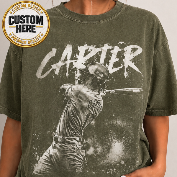 Personalized Baseball Player Shirt, Custom Name & Team Tee, Retro 90s Bootleg Style
