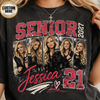 Custom 2027 Senior Football Mom Bootleg Shirt, Player Photo Tee With Name & Jersey Number
