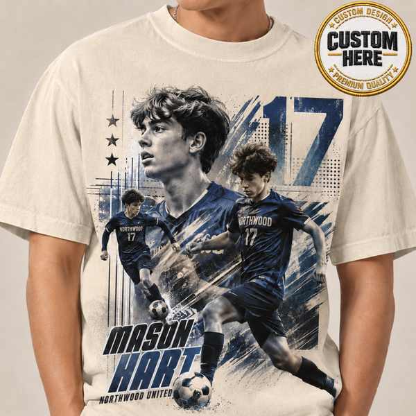 Custom Soccer Dad Shirt, Personalized Player Graphic Tee With Name & Number