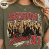 Custom 2027 Senior Football Mom Bootleg Shirt, Player Photo Tee With Name & Jersey Number