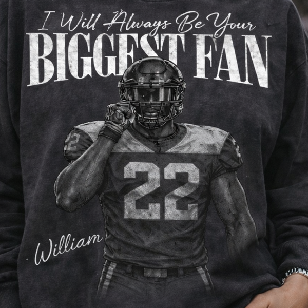 Custom Photo Football Player Shirt, Retro Bootleg Style, I'll Always Be Your Biggest Fan Tee
