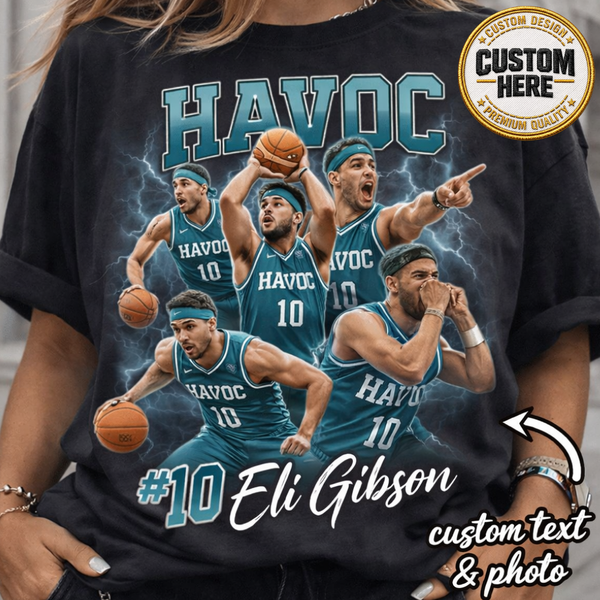 Custom Basketball Shirt, Basketball Player Photo Tee, Name & Number Team Shirt, Retro 90s Bootleg Tee