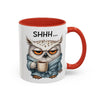Funny Owl Coffee Mug – Sarcastic ''Shhh'' Accent Cup, 11oz Office Humor Gift