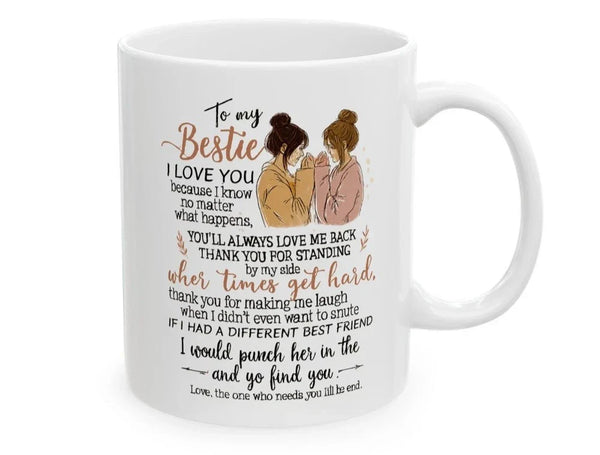 Bestie Coffee Mug 11oz – Best Friend Gift for Women, Funny Friendship Cup