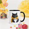 Funny Black Cat Coffee Mug – Cute Scarf Cat Lover Gift for Women & Men