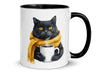 Funny Black Cat Coffee Mug – Cute Scarf Cat Lover Gift for Women & Men