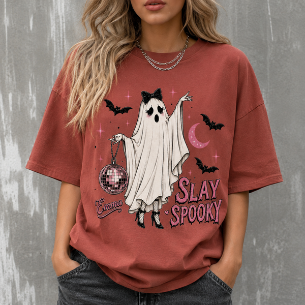 Personalized Halloween Ghost Shirt, Custom Name Pink Ghost Tee, Cute Goth Style