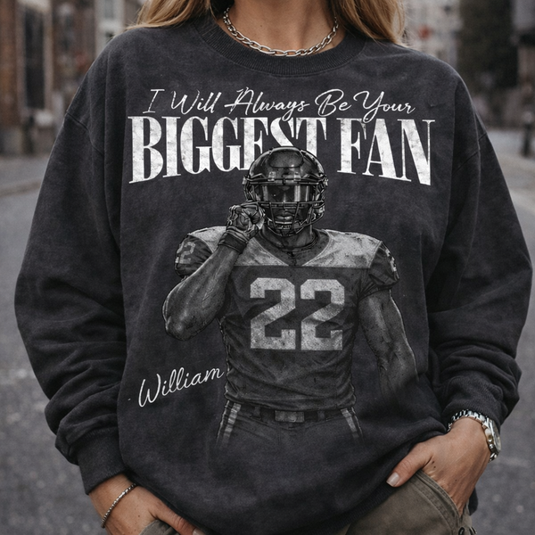 Custom Photo Football Player Shirt, Retro Bootleg Style, I'll Always Be Your Biggest Fan Tee
