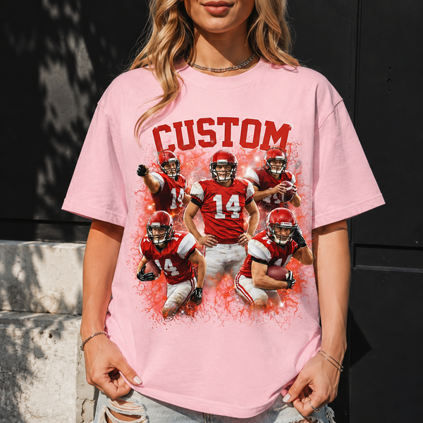 Custom Football Family Shirt, Personalized Player Photo Tee With Name & Number
